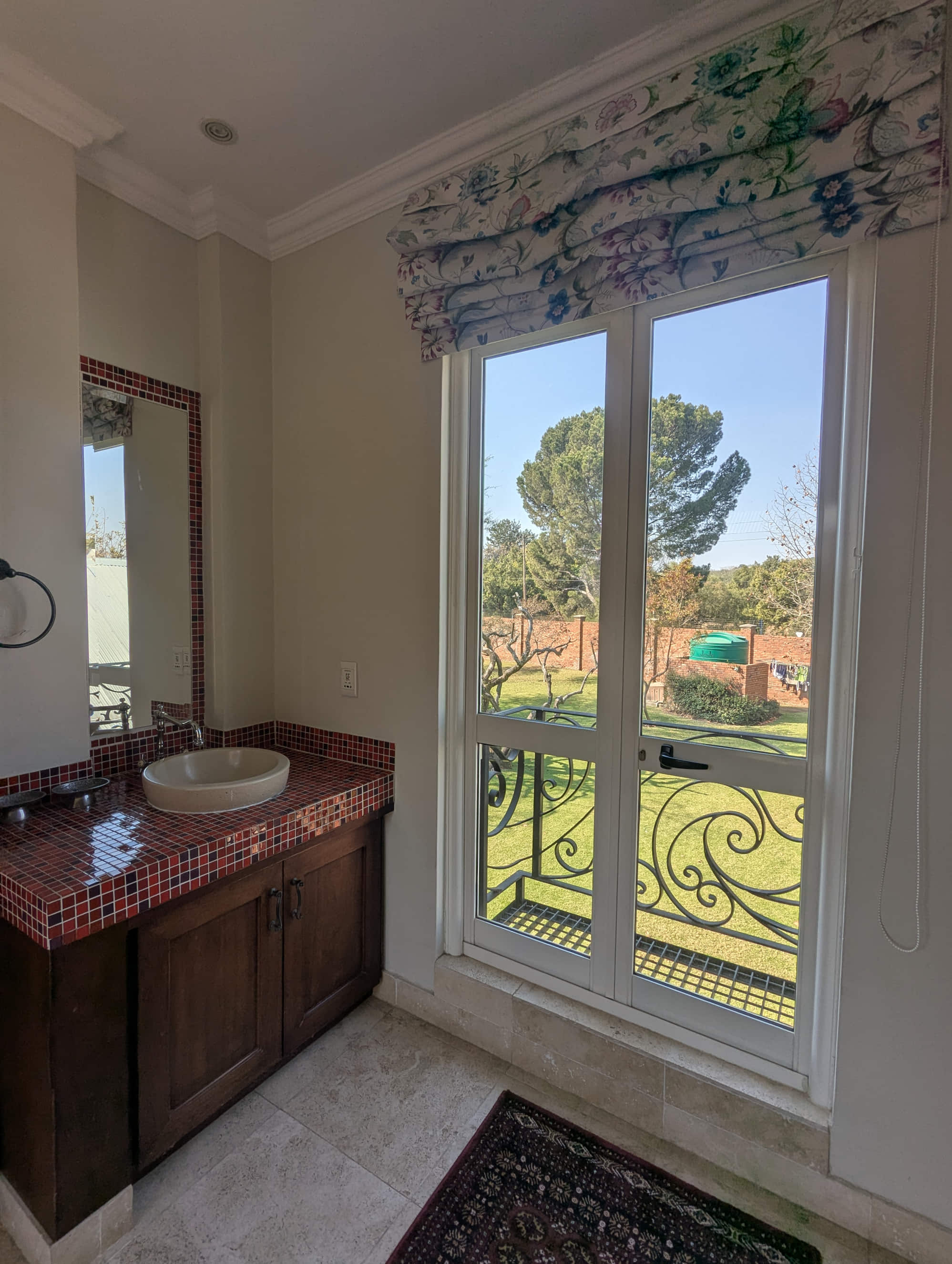 Bathroom with garden views